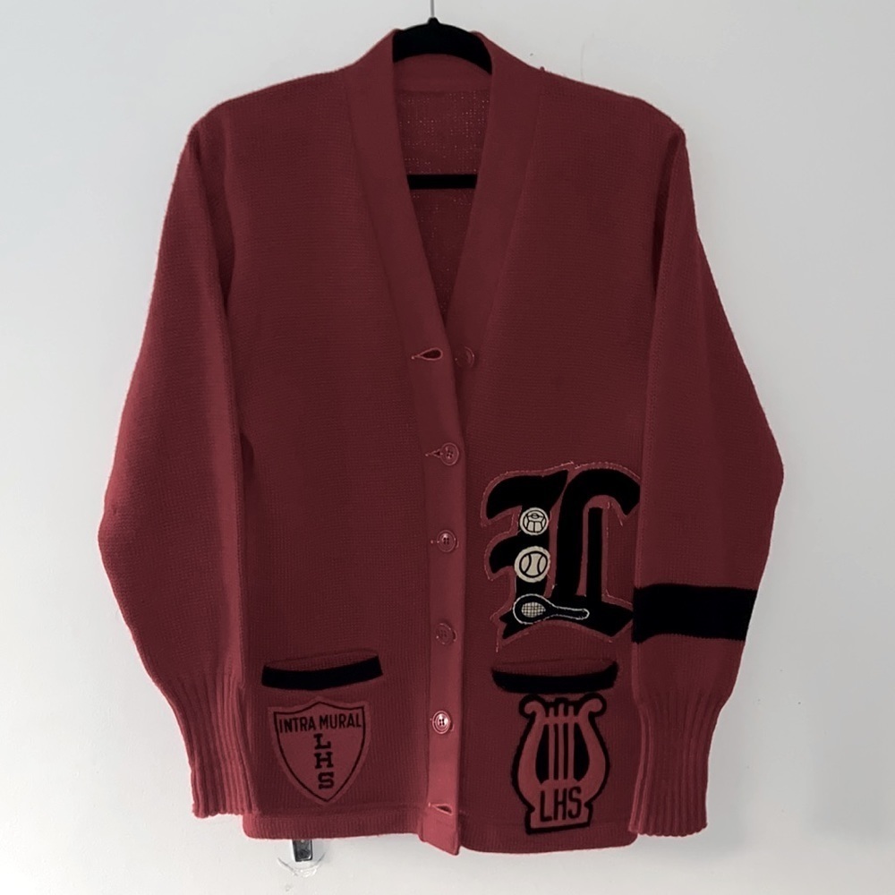 Vtg Letterman’s Wool HS Varsity Cardigan Tennis 🎾 Men’s size M Intra Mural LHS 
